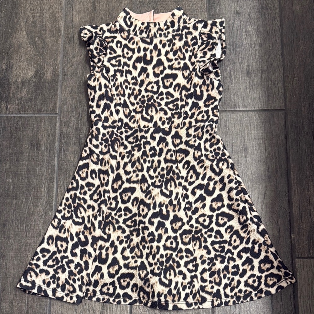 Girls Leopard Print Dress - size 5